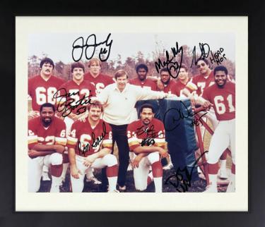 Washington HOGS signed 8x10 Photo 8 Sigs Custom Framing- COA- Jeff Bostic/Mark May/Joe Jacoby/Starke/Dean/Warren/Walker