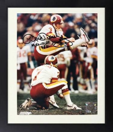 Mark Moseley signed Washington NFL Licensed 8x10 Photo Custom Framing #3 NFL MVP 1982 imperfect- COA/Show Ticket