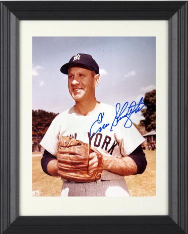 Enos Slaughter signed New York Yankees MLB Licensed 8x10 Photo Custom Framing- COA (HOF)