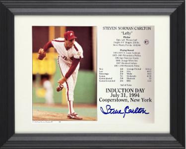 Steve Carlton signed Philadelphia Phillies MLB Licensed Hall of Fame Induction Day 8x10 Photo/Card Custom Framing- COA