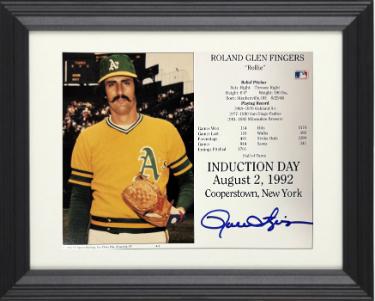 Rollie Fingers signed Oakland A's MLB Licensed Hall of Fame Induction Day 8x10 Photo/Card Custom Framing- Stacks of Plaques COA