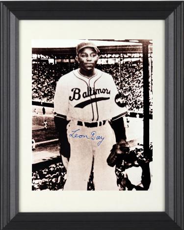 Leon Day signed Baltimore Elite Giants Negro League Sepia Tone 8x10 Photo Custom Framing- Tuff Stuff COA/Show Ticket