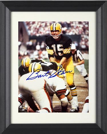 Bart Starr signed Green Bay Packers 8x10 Photo minor dings Custom Framing- NFL Alumni LOA (HOF)
