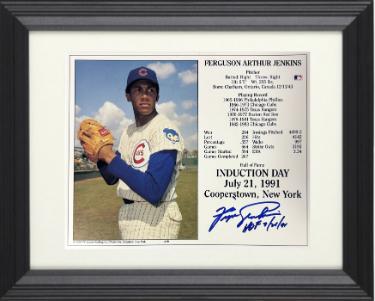 Fergie Jenkins signed Cubs Hall of Fame Induction 8x10 Photo/Card HOF 7/21/91 Custom Framing- COA/Show Ticket