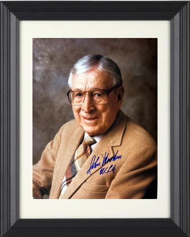 John Wooden signed 8x10 Photo UCLA minor dings Custom Framing- COA (UCLA Bruins/Coach/HOF)