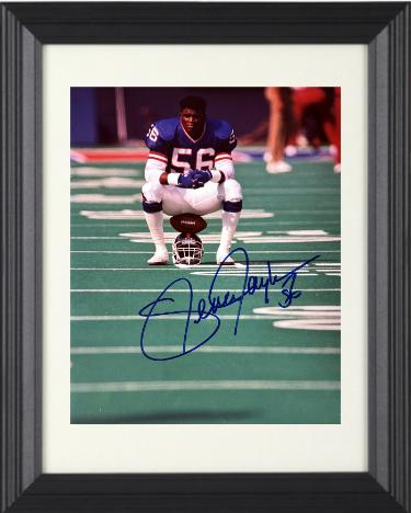 Lawrence Taylor signed New York Giants 8x10 Photo #56 minor dings Custom Framing- NFL Alumni, Inc. LOA (HOF)
