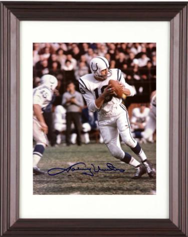Johnny Unitas signed Baltimore Colts NFL Licensed 8x10 Photo Custom Framing- NFL Alumni, Inc. LOA (HOF)