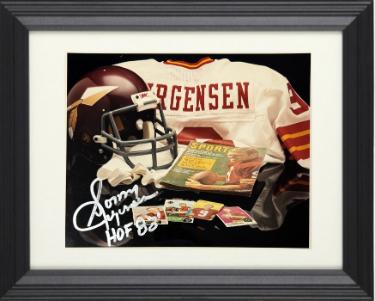 Sonny Jurgensen signed Washington Football Collage 8x10 Photo minor dings HOF 83 Custom Framing- Tuff Stuff LOA/Show Ticket