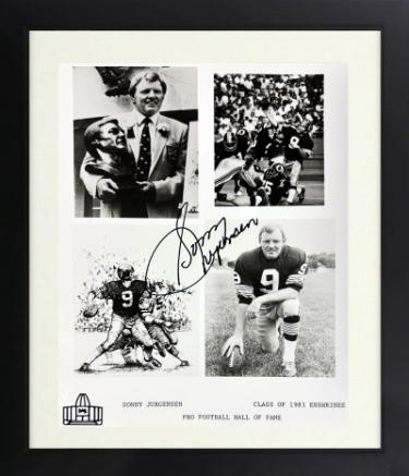 Sonny Jurgensen signed Class of 1983 Enshrinee Pro Football Hall of Fame 8x10 Photo imperfect Custom Framing- COA