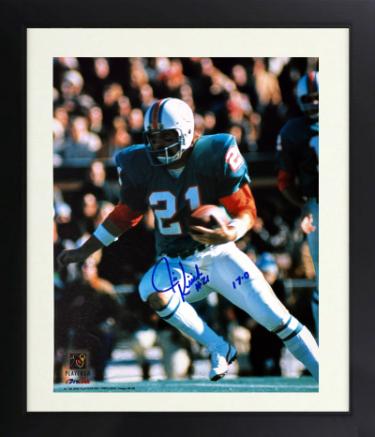 Jim Kiick signed Miami Dolphins NFL Licensed 8x10 Photo #21 17-0 minor dings Custom Framing- COA (Perfect Season)