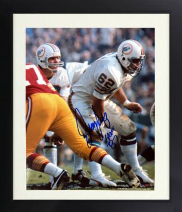 Jim Langer signed Miami Dolphins NFL Licensed 8x10 Photo HOF 87 minor dings Custom Framing- COA/Show Ticket