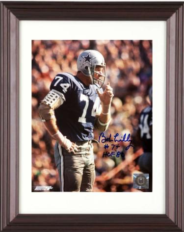 Bob Lilly signed Dallas Cowboys NFL Licensed 8x10 Photo #74 HOF 80 imperfect Custom Framing- COA/Show Ticket