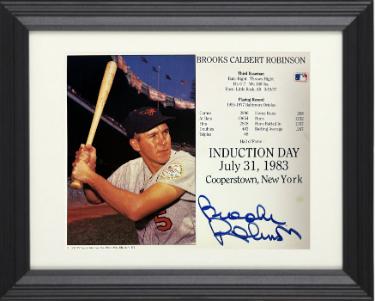 Brooks Robinson signed Baltimore Orioles MLB Hall of Fame Induction Day 8x10 Photo/Card minor tone spot Custom Framing- COA