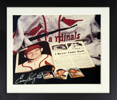 Enos Slaughter signed St. Louis Cardinals Collage 8x10 Photo minor dings Custom Framing- COA (HOF)