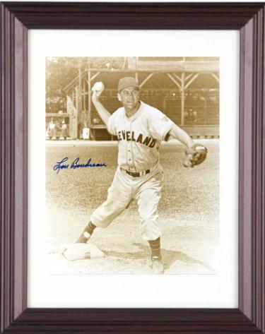 Lou Boudreau signed Cleveland Sepia Tone Vintage 8x10 Photo Custom Framing- COA (HOF)