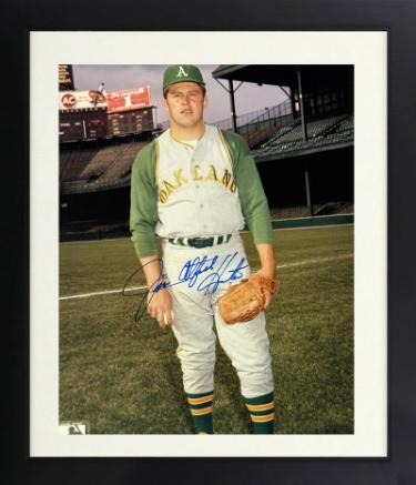 Jim "Catfish" Hunter signed Oakland A's 8x10 Photo imperfect Custom Framing- Stacks of Plaques COA (HOF/5X WSC)