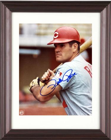 Pete Rose signed Cincinnati Reds MLB Licensed 8x10 Photo minor dings Custom Framing- COA/Show Ticket (HIT KING/4256)