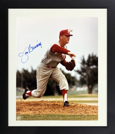 Jim Bunning signed Philadelphia Phillies MLB Licensed 8x10 Photo minor dings Custom Framing- COA (HOF)