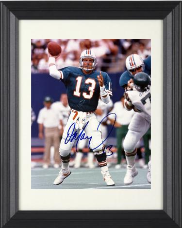 Dan Marino signed Miami Dolphins 8x10 Photo #13 minor dings Custom Framing- NFL Alumni LOA (HOF)