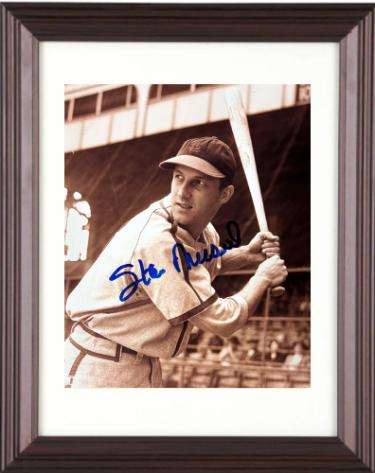 Stan Musial signed St. Louis Cardinals Sepia 8x10 Photo minor dings Custom Framing- COA (HOF)