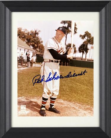 Red Schoendienst signed Milwaukee Braves MLB 8x10 Photo minor dings Custom Framing- COA/Show Ticket (HOF)