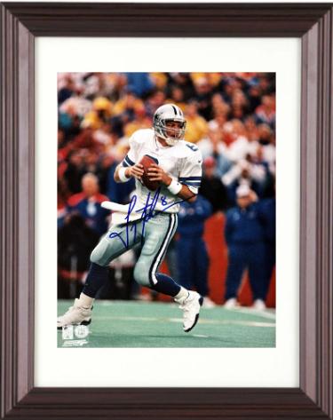 Troy Aikman signed Dallas Cowboys NFL Licensed 8x10 Photo #8 minor dings Custom Framing- A.A.U Certified (Authentics Autographs