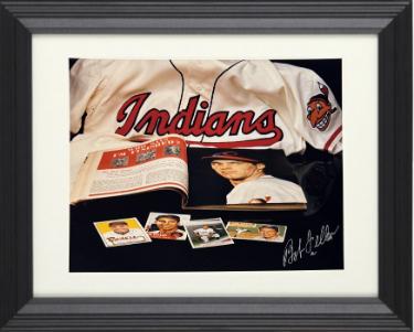 Bob Feller signed Cleveland Collage 8x10 Photo Custom Framing- COA (HOF/No Hitter/8X AS)