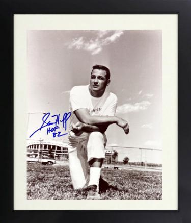 Sam Huff signed Washington Vintage B&W 8x10 Photo HOF 82 minor dings Custom Framing- COA