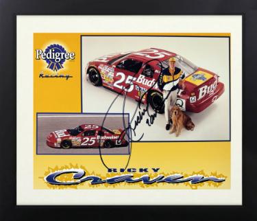 Ricky Craven signed Pedigree Racing NASCAR 8x10 Photo Custom Framing minor dings- COA