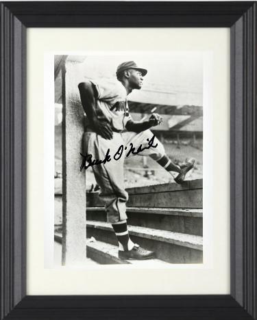 Buck O'Neil signed KC Monarchs Negro League 8x10 Photo minor dings Custom Framing- Collector's Showcase LOA & Ticket (HOF)