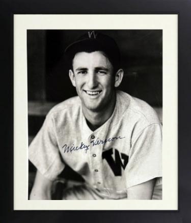 Mickey Vernon signed Washington Senators B&W 8x10 Photo minor dings Custom Framing- COA