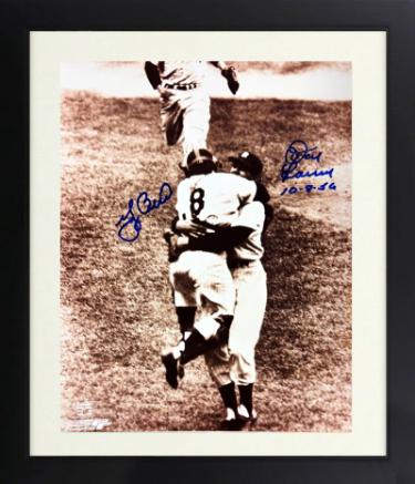 Don Larsen & Yogi Berra dual signed New York Yankees Perfect Game 8x10 Photo 10-8-56 Custom Framing minor dings- COA/Show Ticket