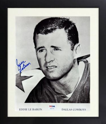 Eddie LeBaron signed Dallas Cowboys 8x10 Photo minor dings Custom Framing- PSA/CSA Show Ticket (Dallas 1st QB)