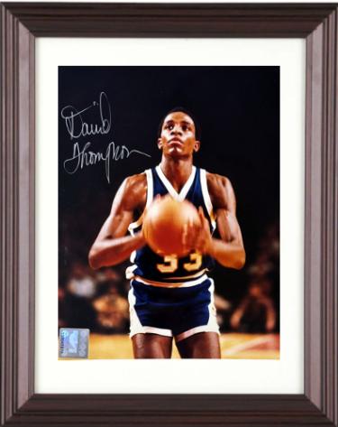 David Thompson signed Denver Nuggets NBA Licensed 8x10 Photo Custom Framing- CSA COA/Show Ticket (HOF/N.C. State)
