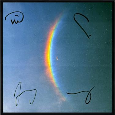 Coldplay signed 2024 Moon Music 11.75x11.75 Art Card/Album/LP/Pink Vinyl Record Framing- 4 sigs- COA- Chris Martin