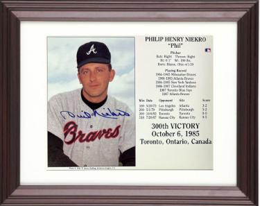 Phil Niekro signed Atlanta Braves MLB 300th Victory October 6, 1985 8x10 Photo/Card Custom Framing- Tuff Stuff COA