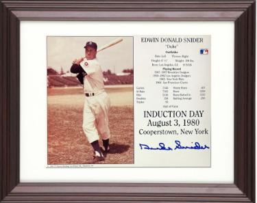 Duke Snider signed Brooklyn Dodgers MLB Licensed Hall of Fame Induction Day 8x10 Photo/Card Custom Framing- Tuff Stuff COA
