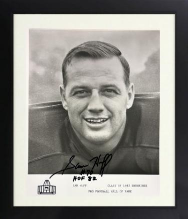 Sam Huff signed Washington/NY Giants HOF Enshrinee 8x10 Photo HOF 82 minor dings CUstom Framing- COA