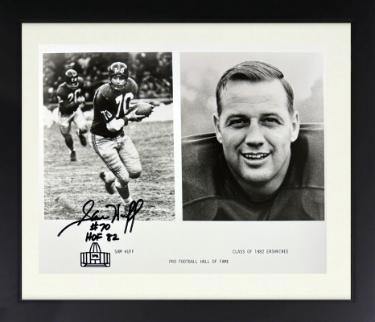 Sam Huff signed Washington/NY Giants HOF Enshrinee 8x10 Photo w /HOF 82 minor dings Custom Framing- COA