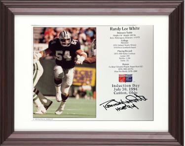 Randy White signed Dallas Cowboys NFL Hall of Fame Induction Day 8x10 Photo/Card HOF 94 Custom Framing- COA/CSA Show Ticket
