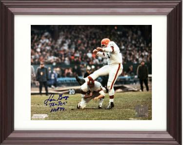 Lou Groza signed Cleveland Browns NFL 8x10 Photo dual "The Toe" & HOF 74 Custom Framing- COA/Show Ticket