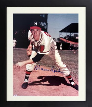 Warren Spahn signed Milwaukee Braves MLB 8x10 Photo minor dings Custom Framing- COA (HOF)