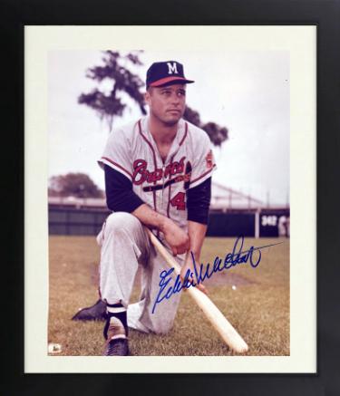 Eddie/Ed Mathews signed Milwaukee Braves MLB 8x10 Photo minor dings Custom Framing- COA (HOF)