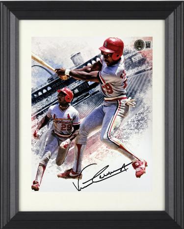 Vince Coleman signed St. Louis Cardinals 8x10 Photo Custom Framing- Beckett (ROY/2X All Star)