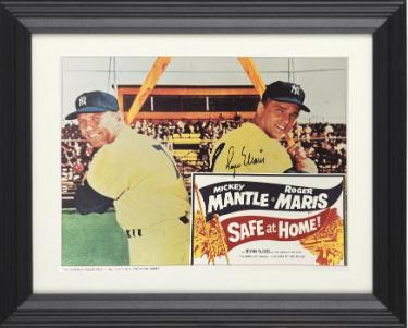 Mickey Mantle/Roger Maris New York Yankees 11x14 Photo SAFE AT HOME Reprint Photo Custom Framing w/ Maris Facsimile Reprint Auto