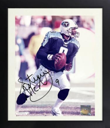 Steve McNair signed Tennessee Titans NFL 8x10 Photo imperfect Custom Framing- Beckett Review