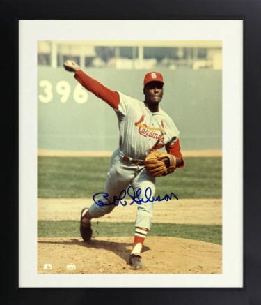 Bob Gibson signed St. Louis Cardinals MLB Licensed 8x10 Photo minor dings Custom Framing- Tuff Stuff COA (HOF)