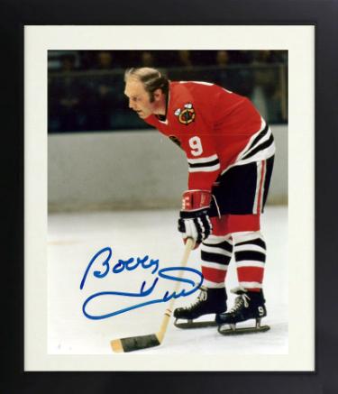 Bobby Hull signed Chicago Blackhawks 8x10 Photo minor dings Custom Framing- NFL Alumni, Inc. LOA (HOF/Golden Jet)