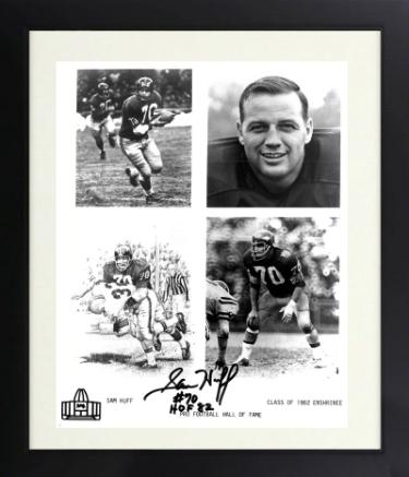 Sam Huff signed Washington/NY Giants HOF Enshrinee 8x10 Photo HOF 82 dings Custom Framing- COA