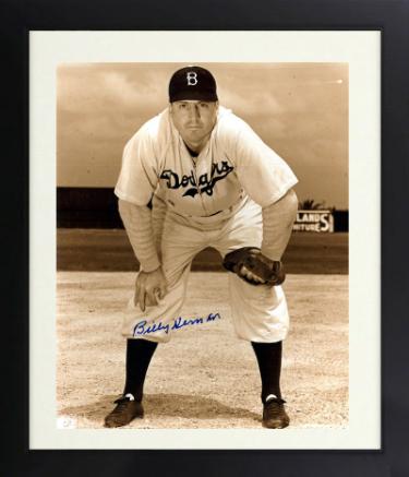 Billy Herman signed Brooklyn Dodgers MLB Sepia Tone 8x10 Photo Custom Framing- COA (HOF)